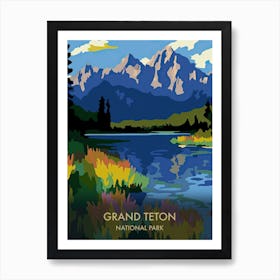 Grand Teton National Park Travel Poster Matisse Style 4 Art Print