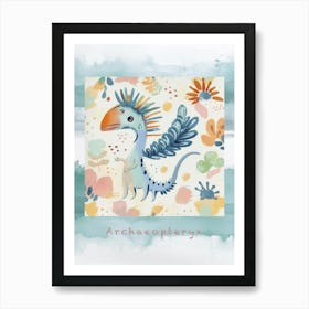 Archaeopteryx Dinosaur Muted Pastels Pattern 1 Poster Art Print