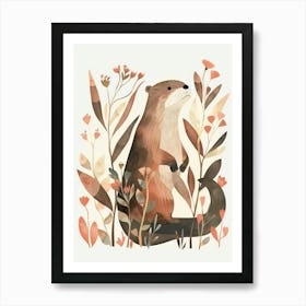 Charming Nursery Kids Animals Otter 1 Art Print