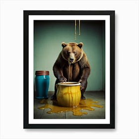 Bear Drinking Honey Art Print