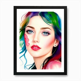 Portrait Of A Woman With Colorful Hair 5 Art Print