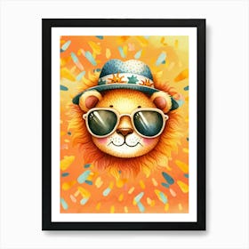 Animal Art Lion Lion In Sunglasses Art Print