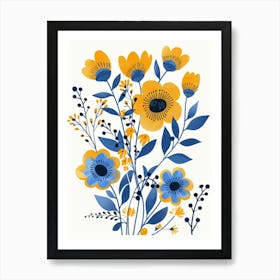 Blue And Yellow Flowers 6 Art Print