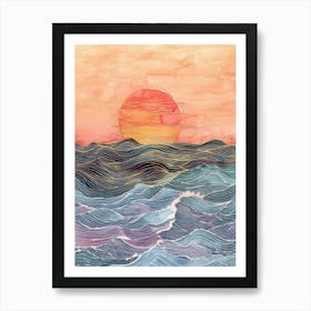 Sunset In The Ocean 2 Art Print