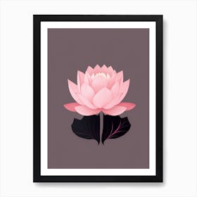 A Pink Lotus In Minimalist Style Vertical Composition 21 Art Print