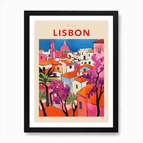 Lisbon Portugal 3 Fauvist Travel Poster Art Print