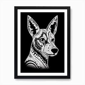 Basenji Dog, Line Drawing 1 Art Print