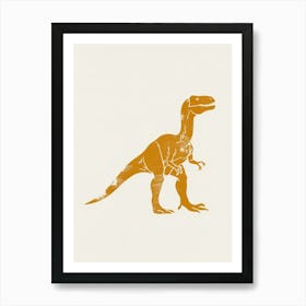 Mustard Dinosaur Silhouette 2 Art Print