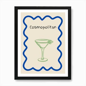 Cosmopolitan Doodle Poster Blue & Green Art Print