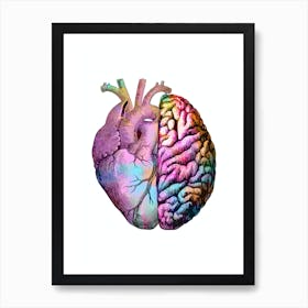 Heart And Brain Black And White 1 Art Print