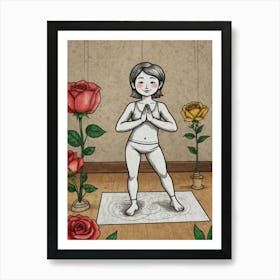 Yogi Girl With Roses Art Print