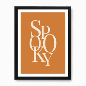 Modern Spooky Typography - White & Orange Art Print