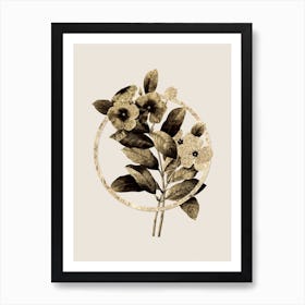 Gold Ring Periwinkle Glitter Botanical Illustration n.0213 Art Print