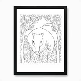 Line Art Jungle Animal Anteater 1 Art Print