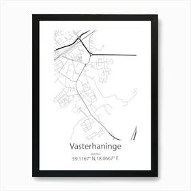 Vasterhaninge,Sweden Minimalist Map Art Print