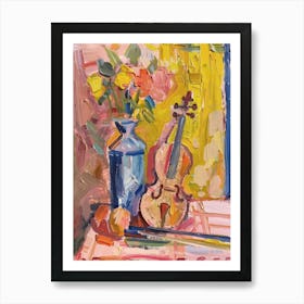 Violin And Flowers Art Print