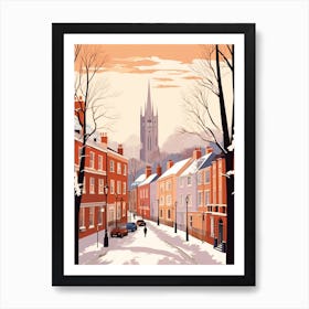 Vintage Winter Travel Illustration Durham United Kingdom 1 Art Print