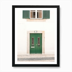 The green door nr. 197 in Ericeira, Portugal - summer architecture and travel photography by Christa Stroo Photography Art Print