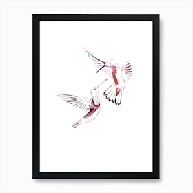 Pink Watercolor Hummingbirds Art Print
