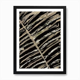 Black, White and Silver Leaf Ink Print Art Print