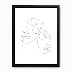 Female Couple Face Art Print