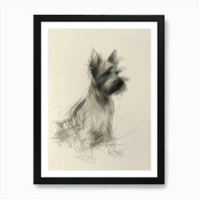 Scottish Terrier Dog Charcoal Line 2 Art Print