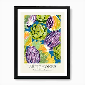 Marche Aux Legumes Artichokes Summer Illustration 2 Art Print