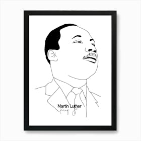 Martin Luther King Jr Activist Legend in Monoline Art Print