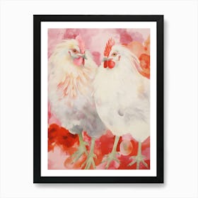 Pink Ethereal Bird Painting Chicken 3 Art Print
