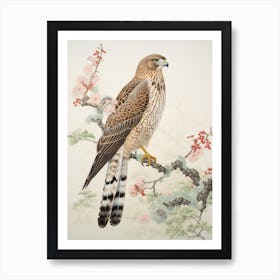 Ohara Koson Inspired Bird Painting Red Tailed Hawk 4 Art Print