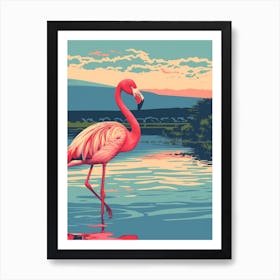 Greater Flamingo Lake Manyara Tanzania Tropical Illustration 1 Art Print