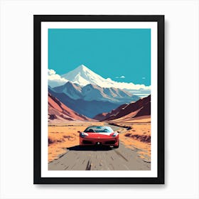 A Ferrari 458 Italia In The Andean Crossing Patagonia Illustration 3 Art Print