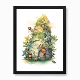 Gypsy Cuckoo Bee Beehive Watercolour Illustration 2 Art Print