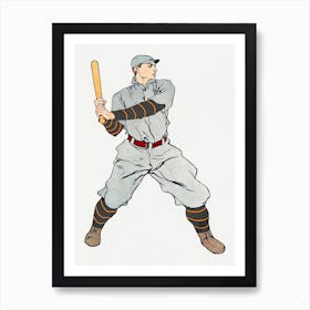 Vintage Baseball Player Vintage Drawing, Edward Penfield Art Print