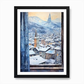 Winter Cityscape Zermatt Switzerland 1 Art Print