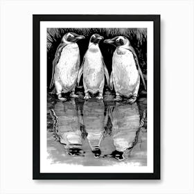 King Penguin Admiring Their Reflections 2 Art Print