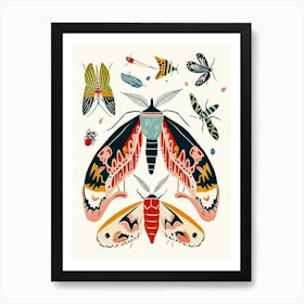 Colourful Insect Illustration Moth 16 Art Print