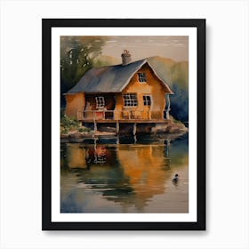 House On The Lake Wall Art Above Tv Art Print