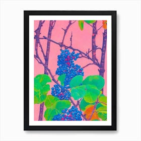 Salal Berry 1 Risograph Retro Poster Fruit Art Print