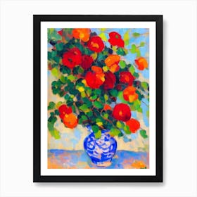 Firethorn Floral Abstract Block Colour 1 Flower Art Print