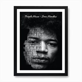 Purple Haze Jimi Hendrix Text Art Art Print