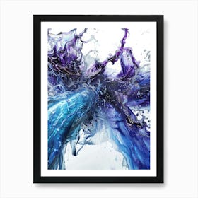 Blue Water Splash 3 Art Print