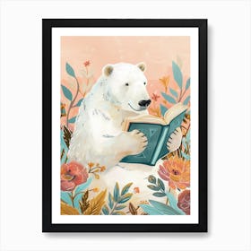 Polar Bear Reading Storybook Illustration 2 Art Print