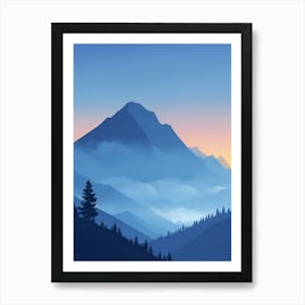 Misty Mountains Vertical Composition In Blue Tone 173 Art Print