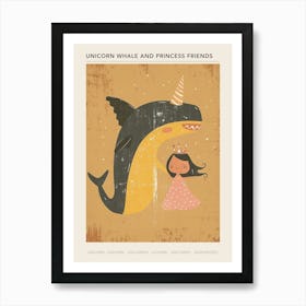 Unicorn Whale With A Princess Muted Pastel 1 Poster Art Print