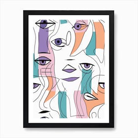 Colourful Abstract Face Illustration 5 Art Print