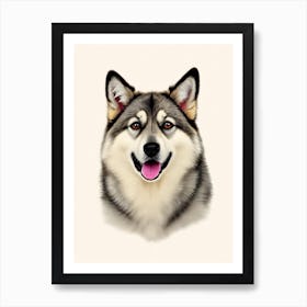 Norwegian Elkhound Illustration Dog Art Print