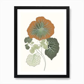 Nasturtium Herb William Morris Inspired Line Drawing 1 Art Print