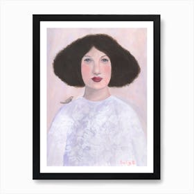 Woman With Bird On Shoulder Art Print