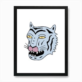 Cute Tiger Head Playful Illustration Art Print